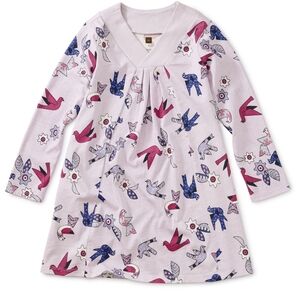 Tea collection trapeze Dress With Novelty Bird Cotton Print Girls Size 10 NWT